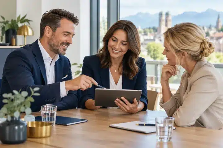Kundenbedarf und Angebote in einem Vertriebsgespräch besprechen.