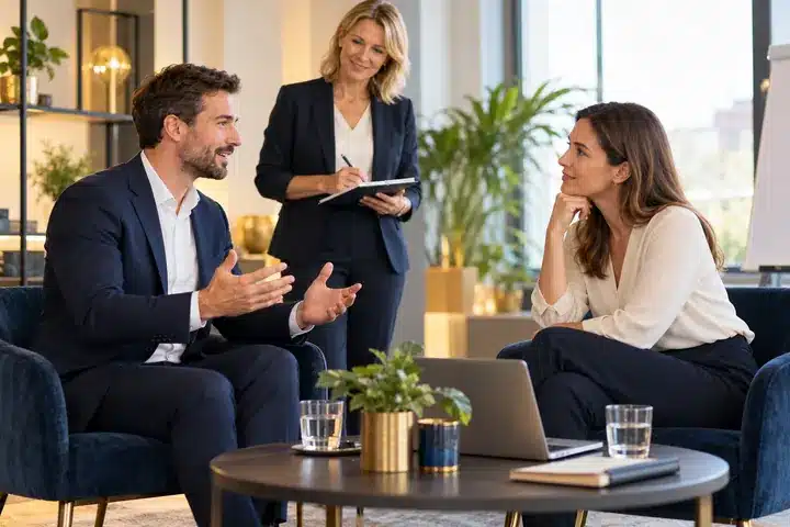 Gesprächsführung und Kundenkommunikation im Coaching üben.
